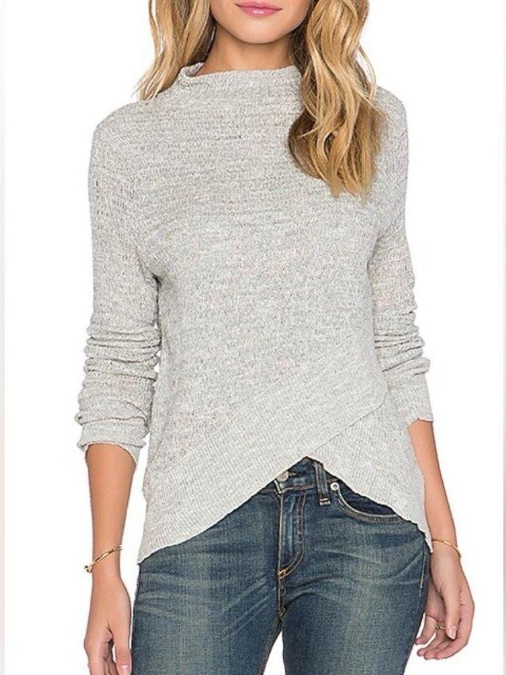 Free People Gray Crew Neck Sweater